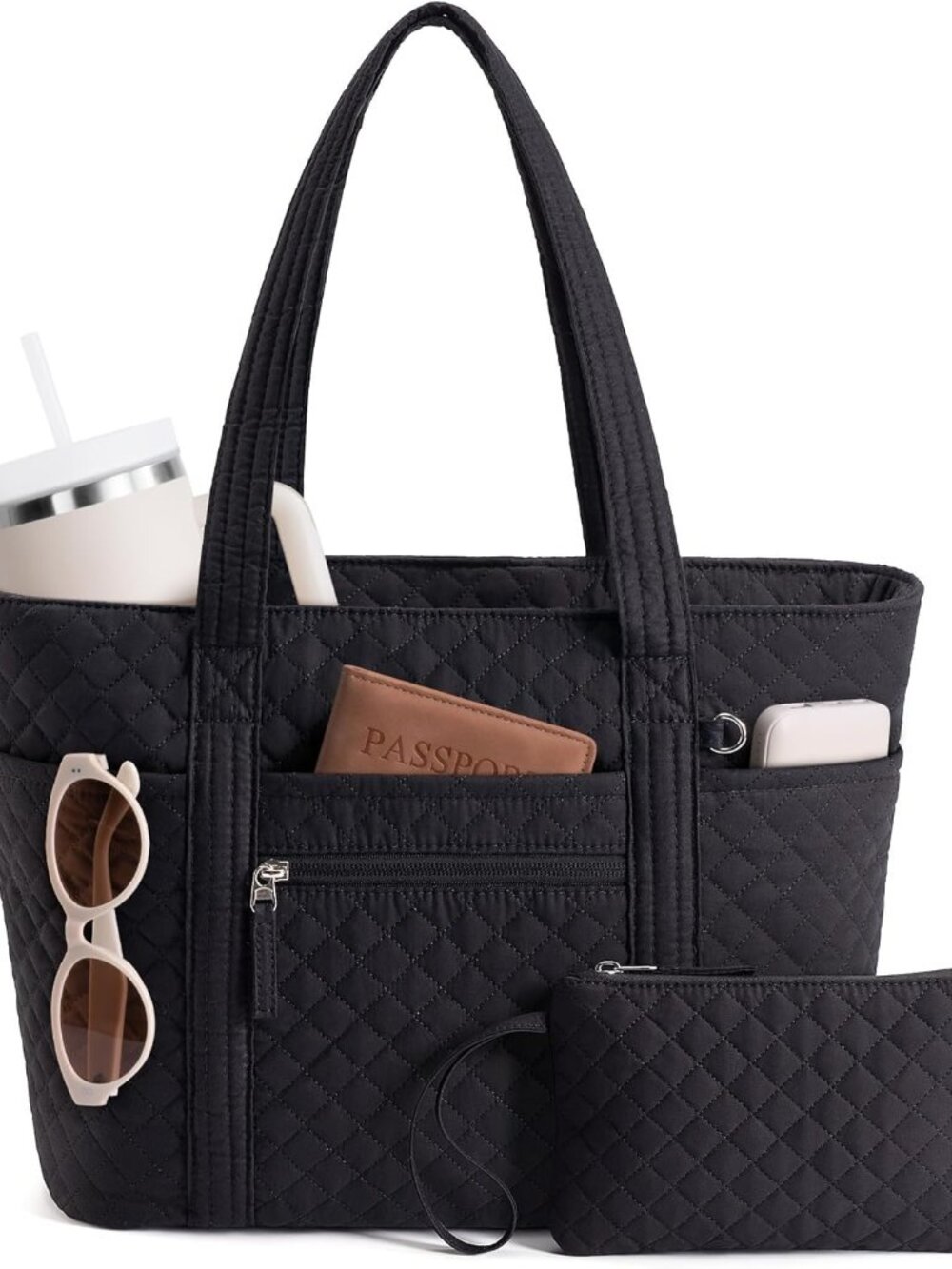 Quilted Tote Bag for Women, Puffer Cotton Work Tote Teacher Nurse Shoulder Bag H